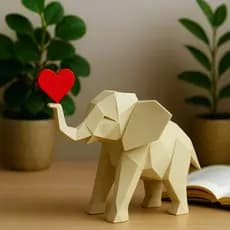 Elefante Decorativo 3D com Coração – Elegância e Significado