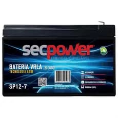 B@teria Secpower 7Ah / 12V - Para Nobreak, Alarme, Iluminação, CFTV, Entre Outros