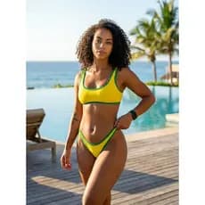 Biquíni Brasil Top Cropped + Asa Delta Cintura Alta | Forrado em Suplex Premium | Cores do Brasil Copa