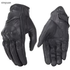 xiny Retro Luvas De Motocicleta De Couro Real Motocross À Prova D'água n
