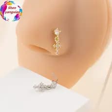 shenyangxian Pendurado Anéis De Nariz Para Mulheres Cruz Zircão Piercing Jóias L Forma Studs Corpo Acessórios br