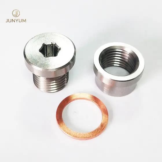 JUNYUM M12X1.25 Kit De Plugue E Porca Hexagonal Interno De Aço Inoxidável O2 Sensor De Oxigênio De Exaustão Escalonada B