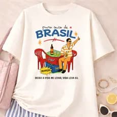 Camiseta Feminina Oversized Verão Zeca Pagodinho Brasilidades 100% Algodão Praia Brasil