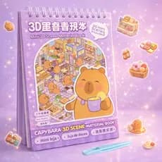 Caderno Adesivos 3D Cenários + Pinça 500 Stickers Book Mini Scrapbook Diy Mundos Livro Infantil Montar E Decorar