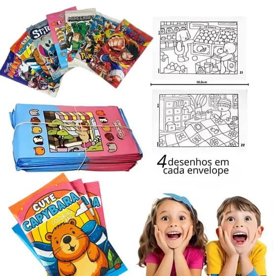 Cards 20/30/40 ATACADO Para Colorir Infantil Kit Unidades Lembrancinha Festa Aniversário Criança Páscoa Atacado