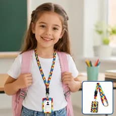 Cordão Autismo TEA com Porta Crachá Resistente Estampa Inclusiva Conjunto Cordão Porta Crachá