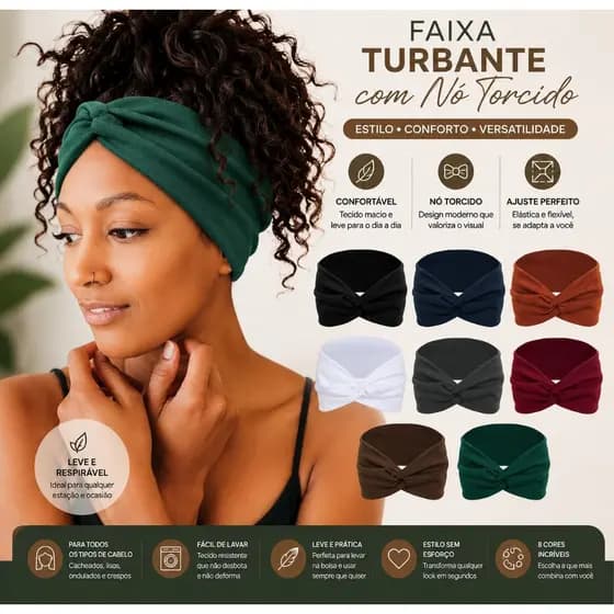 Turbante Faixa Tiara para Cabelo Moda Acessório Feminino Confortável