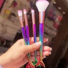 Kit 4 Pincel Sereia de Maquiagem Blush Contorno Pó Sombra da linda moda popular Unicórnio