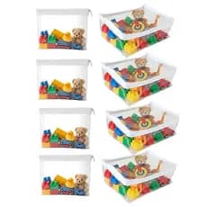 Organizador de Brinquedos Multiuso P/M Transparente PVC com Zíper Kit 8 unidades