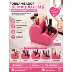 Organizador de Maquiagem Porta Pincéis Batons Lápis Delineador Coração Decorativo Multifuncional