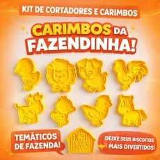 Kit 11 Cortador Carimbo Biscoito Animais da Fazenda – Ideal para Massinha e Confeitaria