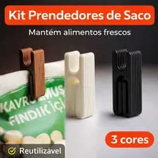 Kit Prendedor de Saco - Fechador de Embalagem - Clip Vedação para Alimentos - Mantém Fresco