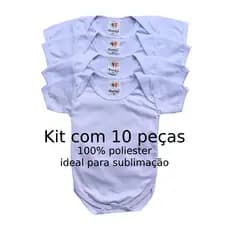 Promoção 10 Body Manga Curta Bebê Malha Poliéster Branco Tamanho P ao GG
