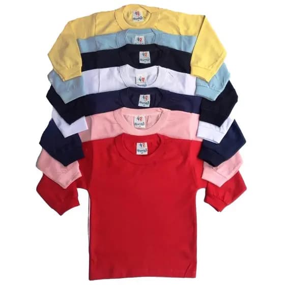 Promoção kit 4 camisetas bebê manga longa  malha lisa 100% algodão menina menino  tamanho do p ao 3