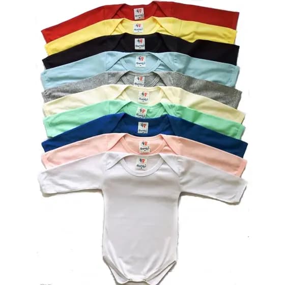 Promoção Kit 4 Body Manga Longa Bebê Malha Lisa Algodão Menino Menina Neutro Tamanho RN ao 3