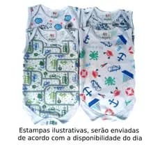 4 Body Regata Bebe Meia Malha Estampada Algodão Menino Menina Tamanho Recém Nascido Ao GG
