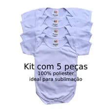 Promoção Kit 5  Body  Manga Curta Malha Poliéster Branco Tamanho P ao 3