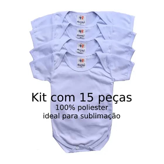 Promoção 15 Body Manga Curta Bebê Malha Poliéster Branco Tamanho P ao GG