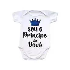 Body Bebê C/ Frase SOU O PRÍNCIPE DA VOVÓ do RN ao GG