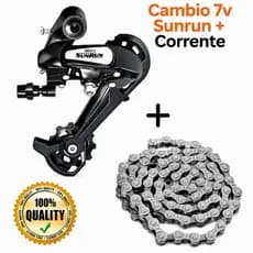 kIT Cambio Mcaquinho Traseiro 7v/21v Sem gancheira  E Corrente 116 Ellos Index E Catraca Bike