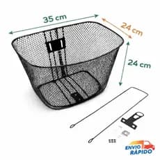 Cestao De Aço Preto Com Haste 35x24x24 4mm Para Bicicleta 26/24/20