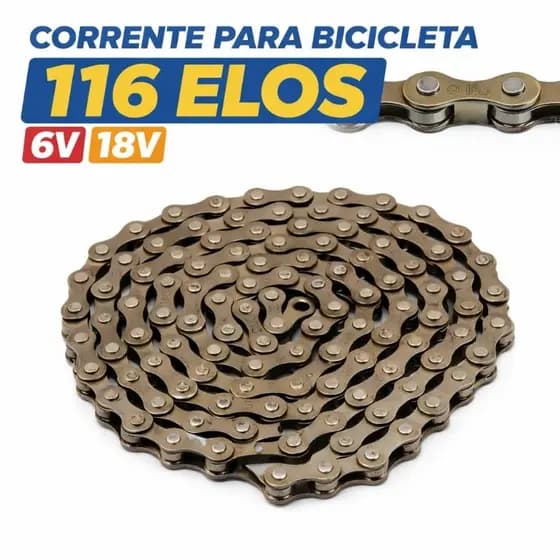 Corrente 6V 116 Elos p/ Bike (Compatível 18V) - Troca e Substituição