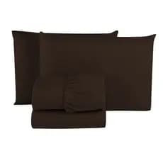 Jogo de Lençol KING Premium LISO 150 FIOS Microfibra 03 Peças Jogo de Cama Box 40CM Altura MARROM