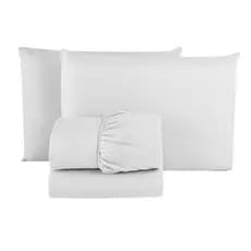 Kit 5 Jogo de Lençol Casal QUEEN Liso Microfibra PREMIUM 03 Peças Jogo de Cama Box TODOS BRANCO