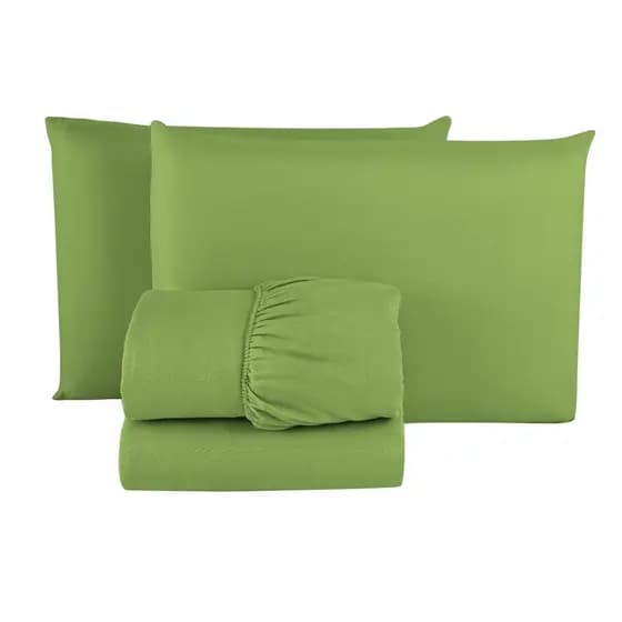 Jogo de Lençol Solteiro Premium LISO 150 FIOS Microfibra 03 Peças Jogo de Cama 20CM Altura VERDE
