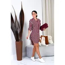 Chamise feminino com Mulle (cauda). Vestido chamise viscolinho listrado. Camisa longa listrada