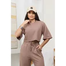 Blusa Cropped Feminina Moletinho com Elastano Manga Solta Oversized Confortável Casual Moda Blogueira Tamanho Único