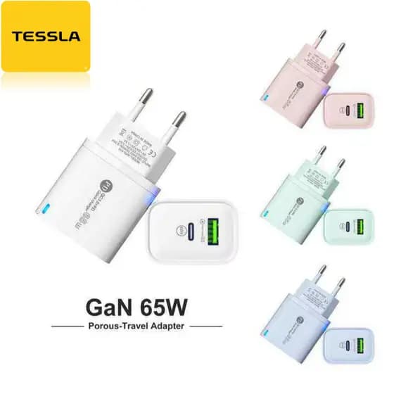 Carregador 20w + 65w com entradas Usb + Tipo-C para iPhone 14 13 12 11 todas aparelhos compativeis