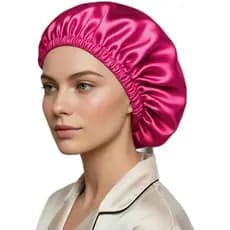 Touca de Cetim Dupla Face Anti Frizz, Rosa ou Branco, Tamanho Grande,Reduz Frizz e Quebra Capilar, Conforto para dormir