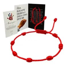 Pulseira Kabbalah 7 Nós Vermelha Original Proteção Contra Negatividade, Inveja E Mau-olhado Ajustável Unissex