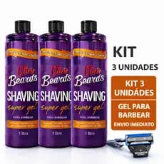 Kit 3x Shaving Gel Van beards 1kg Profissional - Barba Suave Sem Irritações - Envio Imediato
