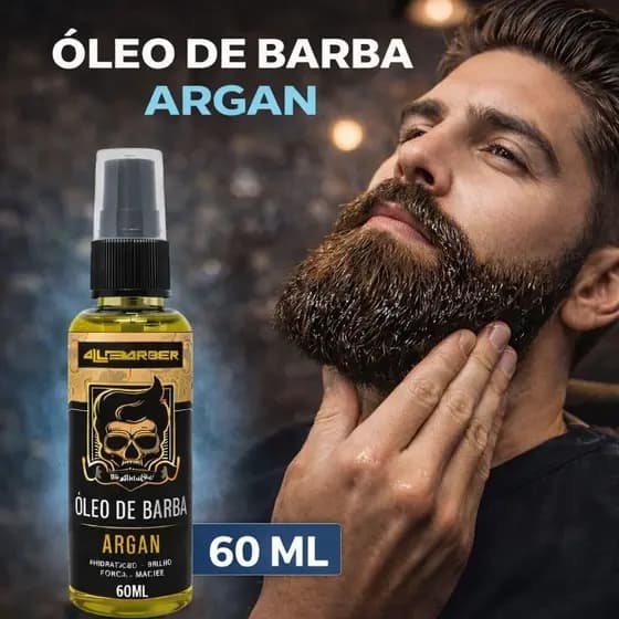Óleo de Barba Argan 60ml Hidratante Profissional Barba Macia envio imediato