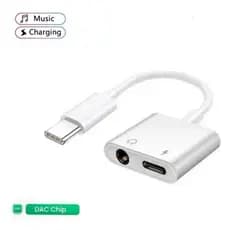 Adaptador de áudio compatível  com Samsung Tipo C/ P2  e Tipo C Dual Com Carregamento turbo + Sistema DAC