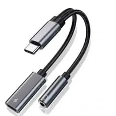 Adaptador Tipo-C Para P2/ 3.5 Mm e Tipo C Dual  Com Carregamento Turbo