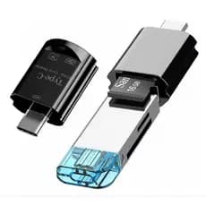 Adaptador Otg Tipo C Leitor De Cartão + Leitor De Pen Drive