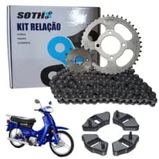 Kit Relação Completo Traxx Star 50/ Traxx Sky 50/ Traxx Moby 50 Aço 1045 + Bucha da Coroa Sothis
