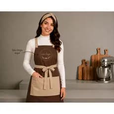 Kit Avental + Faixa de Cabelo Oxford Bicolor Nome Logo Bordado Cozinha Confeitaria Estética Unissex Personalizado Restau