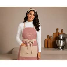 Kit Avental + Faixa de Cabelo Oxford Bicolor Nome Logo Bordado Cozinha Confeitaria Estética Unissex Personalizado Restau