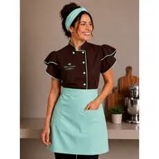 Kit Dolmã+ Avental+ Faixa Chef Confeiteira Cozinha Gabardine Oxford Bordado | Uniforme Gastrono