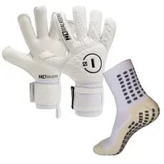 Luva de Goleiro Profissional N1 Cronos White + Meia Antiderrapante - Envio Mesmo DIA