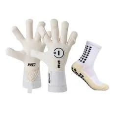 Luva de Goleiro Profissional N1 Zeus White + Meia antiderrapante + chaveiro - Envio Mesmo DIA