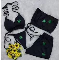 Conjunto Mariruana  Erva  Verdinha Mandrak Favela Biquini  Top  Short