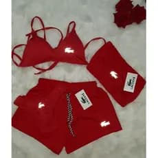Conjunto Biquíni Refletivo + Short + Cropped Marcas 1° Linha Modinha Feminina