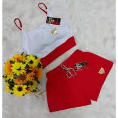 Conjunto Tricolor Feminino Cropped Top + Shorts