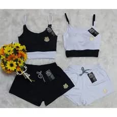 Conjunto Torcedor Feminino Cropped Top + Shorts