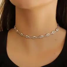 Colar  e choker Sereia Banhado a Prata 925 Feminina Colar Praia Moda Gargantilha Cauda Corrente